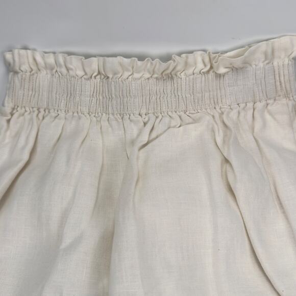 J. Crew Women's Skirt White 100% Linen Elastic Paperbag Waist  Size 2 - Picture 3 of 5